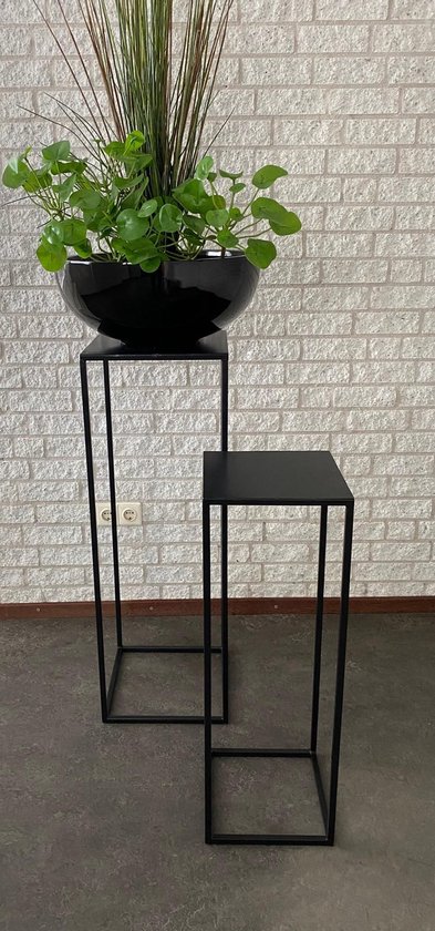 plantentafel/sokkel/pilaar metaalkleur zwart hoog 80 en 100 cm (set) |  bol.com