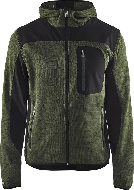 Blåkläder 4930-2117 Cardigan tricoté avec softshell Army Green / Black taille L