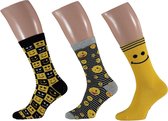 Apollo Smiley Emoji Socks Geel | 3-Pack Giftbox | Maat 41-46