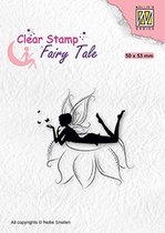 FTCS022 stempel Nellie Snellen - Clearstamp silhouette - Fairy serie - fee op bloem liggend