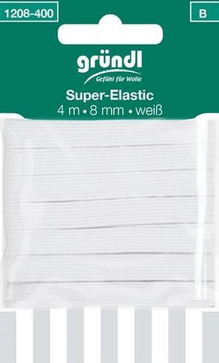 1208-400 Super elastiek 4 m x 8 mm wit