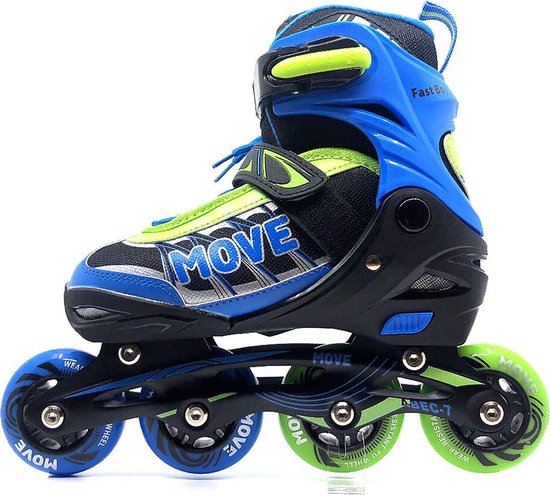 MOVE Fast boy - Inline skates voor kind - Blauw - Maat 38-41 - Verstelbaar  - Cadeau -... | bol.com