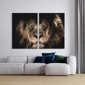 Canvas Schilderij African Lion - tweeluik  | 2x 75 x 100 cm | PosterGuru