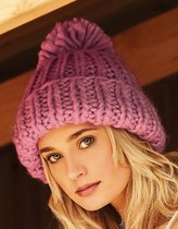 Oversized hand-knitted beanie