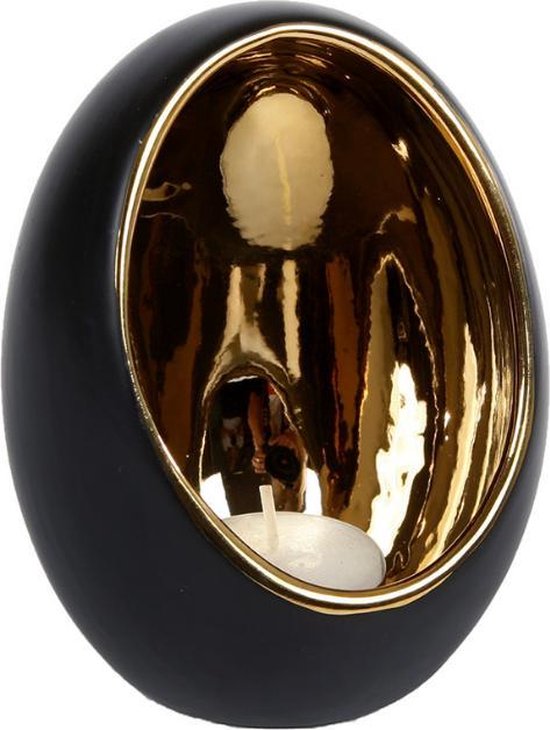 Dulaire Waxinelichthouder Zwart/Goud Bolvormig 12.5 cm |