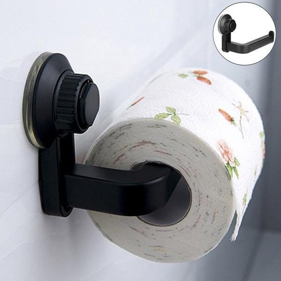 marketing Cataract Krijt Wc rolhouder met zuignap - kleur zwart - Toiletrol houder zwart met zuignap  -... | bol.com