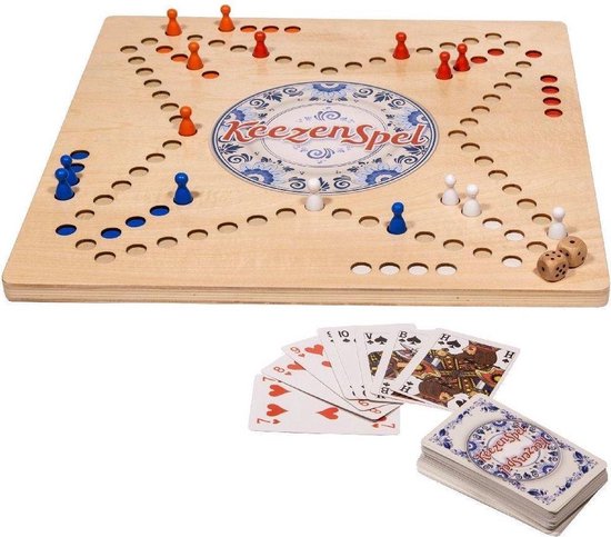Afbeelding van het spel Keezenspel Hout Deluxe - Houten bordspel dubbelzijdig - 2 tot 6 spelers