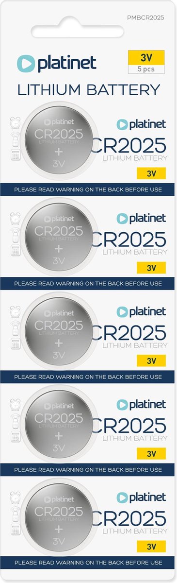 PLATINET PMBCR2025 CR2025 knoopcel batterijen 5 stuks