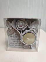 H&H Driftwood Theelichthouder met tekst Dochter