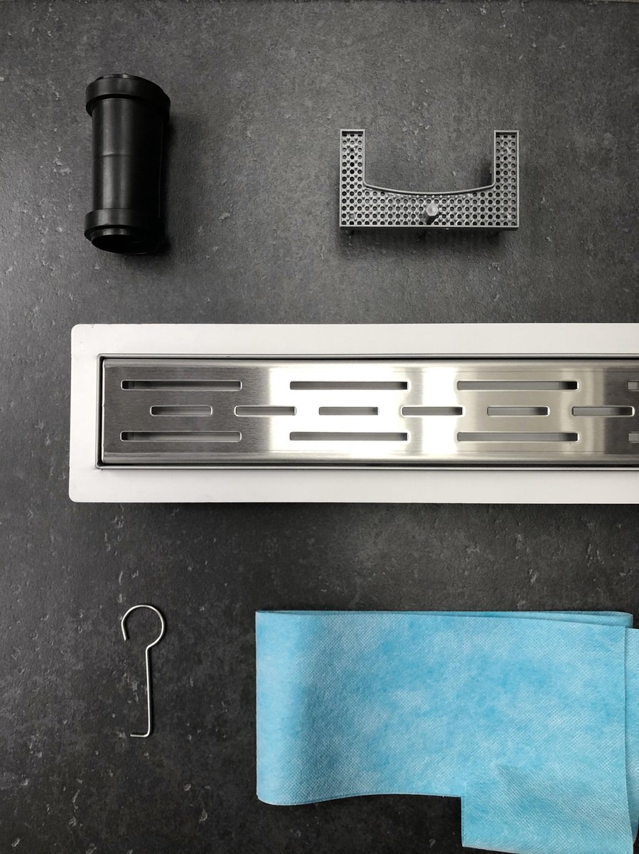 RVS Douchedrain met Flens 90 cm Douchegoot + Uitneembaar Sifon