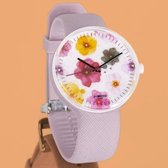 JU'STO J-WATCH horloge - roze / bloemen - 40 mm