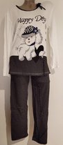 Dames pyjamaset met hondenafbeelding XL 42-44 zwart