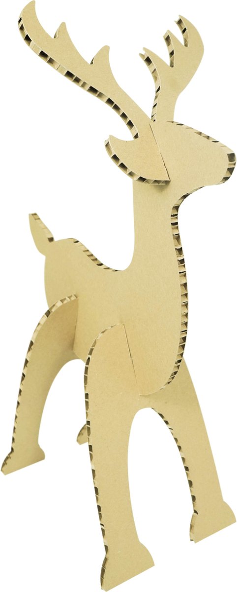 3motion- Kerstversiering - Kerstdecoratie- Hert- Eland Ecologisch- Honinggraad Karton -58 X 37 Cm - 100% Recycleerbaar - Dikte 10mm
