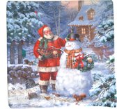 Zachte sierkussenhoes | 40 x 40 cm | kerstman en sneeuwman