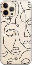 iPhone 12 Pro transparant hoesje - Abstract faces | Apple iPhone 12 Pro case | TPU backcover transparant