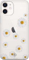 iPhone 12 mini transparant hoesje - Daisies | Apple iPhone 12 Mini case | TPU backcover transparant