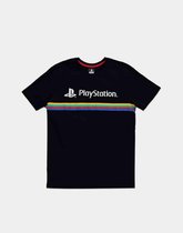 Tshirt Homme Playstation - S- Logo Rayé Couleur Zwart