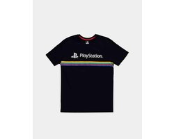Playstation Heren Tshirt -S- Color Stripe Logo Zwart