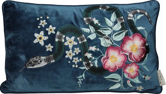 Kussen snake velvet blauw