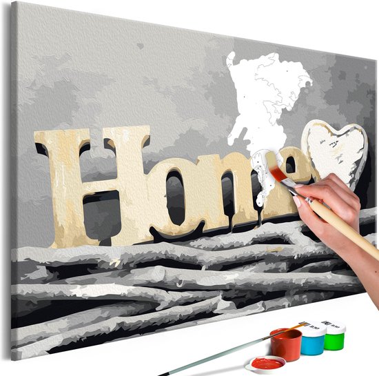 Ruim vinger Pef Doe-het-zelf op canvas schilderen - Home op Takken 60x40, Europese  kwaliteit, cadeau idee | bol.com