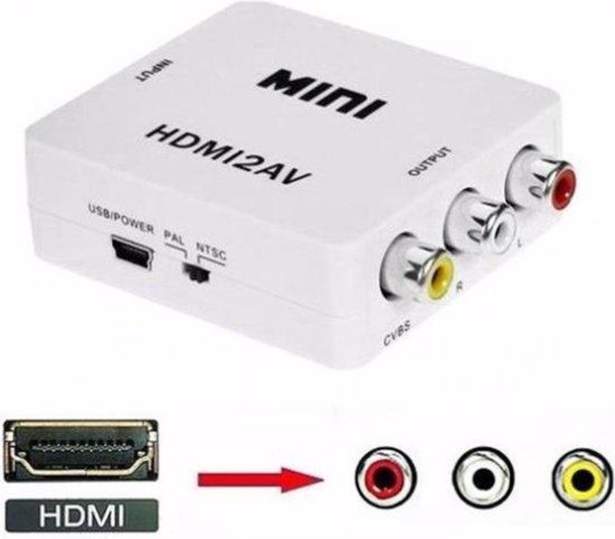 Adaptateur Convertisseur AV Composite Mini Convertisseur AV - HDMI - Blanc  | bol