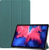 Tablet hoes geschikt voor Lenovo Tab P11 - Tri-Fold Book Case - Cover met Auto/Wake Functie - Donker Groen