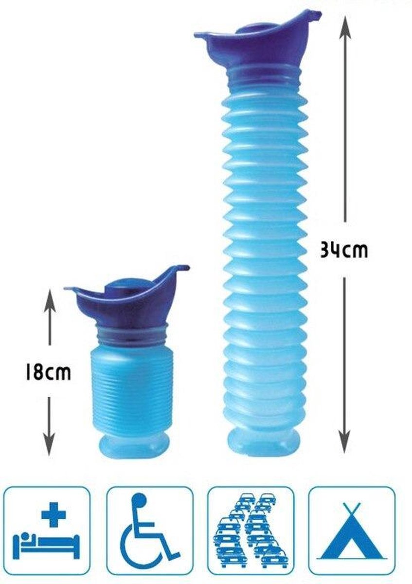 JeKa Trading - Plas Potje - Handig voor onderweg - Blauw - Uitklapbaar - Inklapbaar - Uitklaapbaar tot 34CM - Plas urinaal - Unisex - Urinoirs