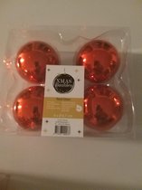 Kerstballen - rood - 4 stuks - 6,7 cm - glanzend