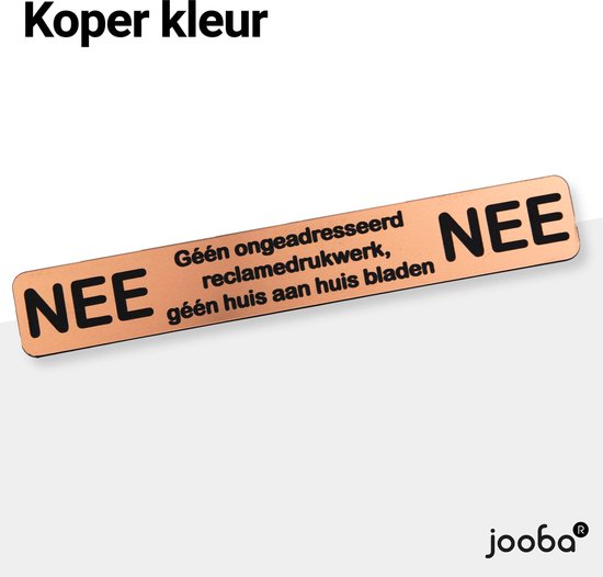 Luxe Nee Nee sticker brievenbus - Koper / Zwart - Nee Nee - 17.5 x 2.7 cm -  Aluminium... | bol.com