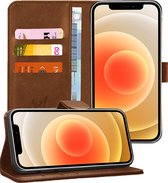 iphone 12 pro hoesje - iphone 12 pro case bruin book cover leer wallet - hoesje iphone 12 pro apple - iphone 12 pro hoesjes cover hoes