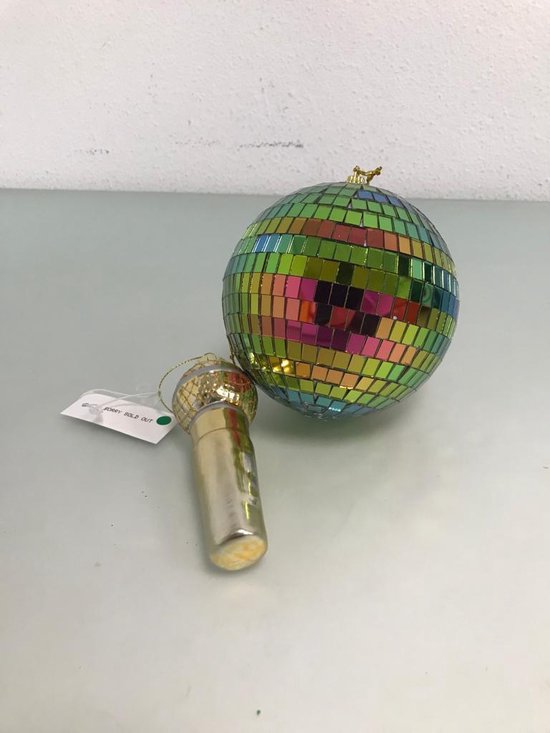 kerstballen 2 stuks disco set microfoon en discobal