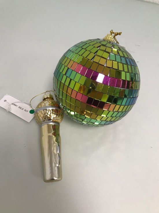 kerstballen 2 stuks disco set microfoon en discobal