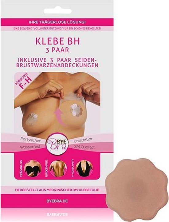 ByeBra® Brysttape med silikone brystvorteskjulere - Skål: F-H