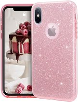 Apple iPhone X - XS hoesje - Roze - Glitter - Soft TPU
