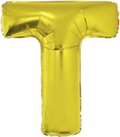 ballon letter T 32 inch 80 cm  goud of zilver kleurig