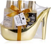 Cadeauset vrouw - Bad cadeau in gouden pump - Shine - Vanilla en Musk - Geschenk pakket voor haar, mama, vriendin, moeder - Grappig