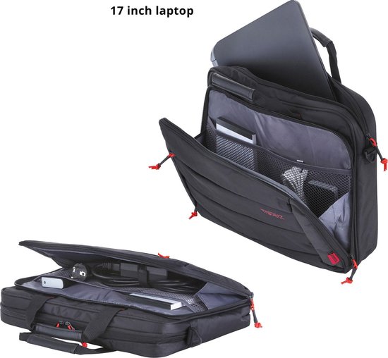 TravelZ Laptoptas 17 inch | Sportieve Lichtgewicht 17.3” Computertas | Waterafstotend | Zwart - Travelz