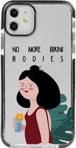 Hoesjes Atelier Zwart Frame Transparant Impact Case No More Bikini Bodies voor IPhone 11 met ScreenProtector