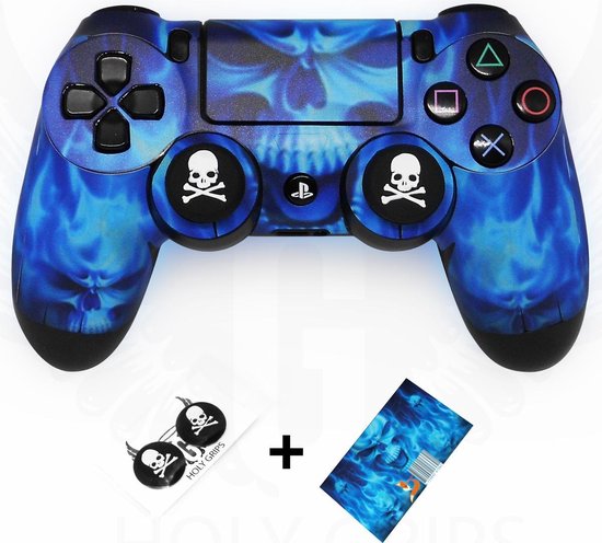 Foxx Decals PS4 controller sticker Skull met extra thumb grips geschikt voor Playstation 4