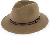 MGO Wood Country Western Hat - Wollen hoed met leren rand - Maat 59 - Lichtbruin