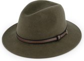 MGO Wood Country Western Hat - Wollen hoed met leren rand - Maat 59 - Olijf Groen