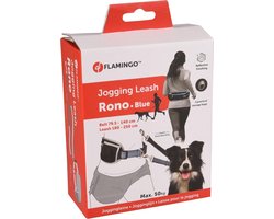 Flamingo hardloopriem hond – heupriem hond – jogginglijn hond met opbergvak – verstelbare hondenlijn Rono Blauw