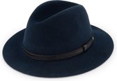MGO Wood Country Western Hat - Wollen hoed met leren rand - Maat 61 - Donkerblauw