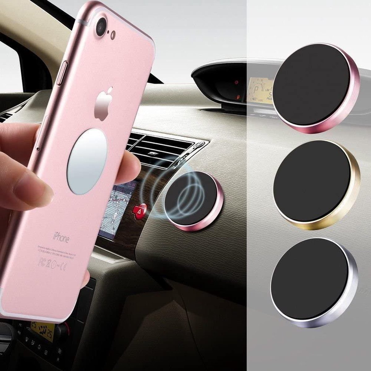 Universele 3M Sticker Dashboard Magneet Telefoon Houder voor in de Auto Kleur: zilver