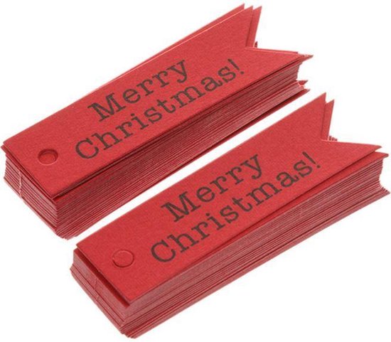 Foto: Kerstcadeau naam labels cadeaulabels kerstmis kado gift tags merry christmas rood 15 stuks