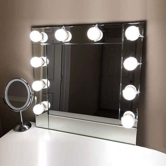 Lumiere LED Miroir Hollywood Vanity Mirror Light 10 Ampoules LED Lampe pour  Miroir