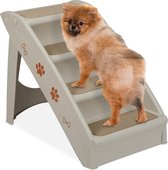 Relaxdays hondentrap auto - inklapbaar - opstapje voor honden - 4 treden - trapje hond - grijs