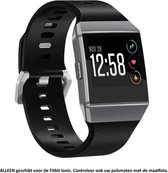 Siliconen Bandje Zwart voor Fitbit Ionic - Gesp –  Armband Black – Maat: zie maatfoto