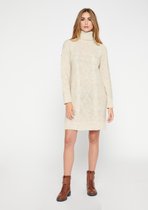 LOLALIZA Gebreide mini jurk met rolkraag - Beige - Maat M