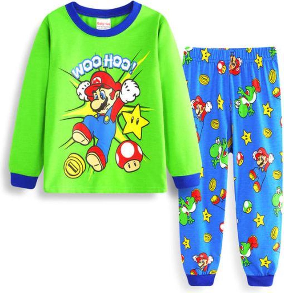 metalen in het midden van niets verrader Mario pyjama groen met blauwe broek - maat 104 - Pyjama - Mario - Kinderen  - Slapen -... | bol.com